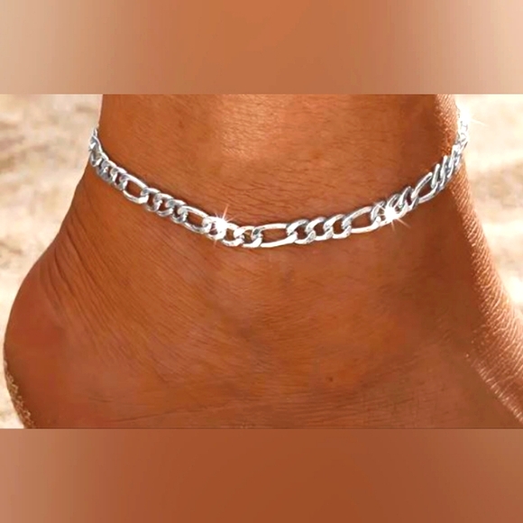 SALE!! Silver Dipped Figaro Anklet - Picture 2 of 2